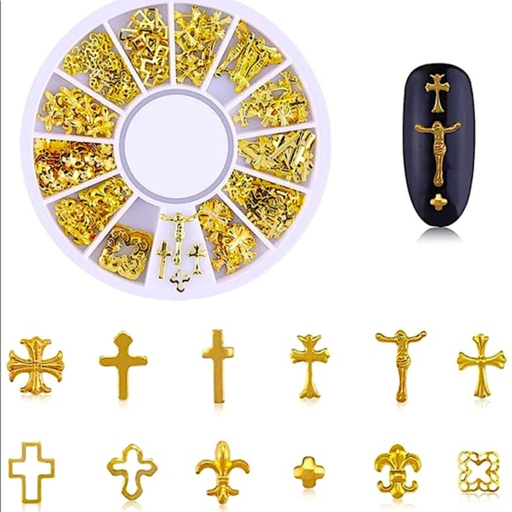 NIP- 3D Nail Art Charms - Catholic Cross, Stars, Moon
